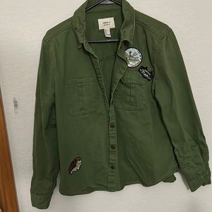 Green forever 21 button shirt with patches